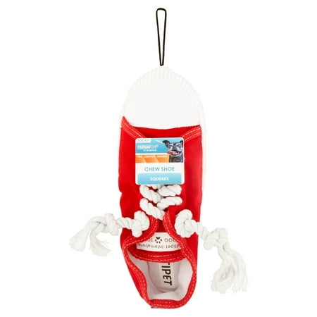 Multipet Plush Shoe Dog Toy, Red