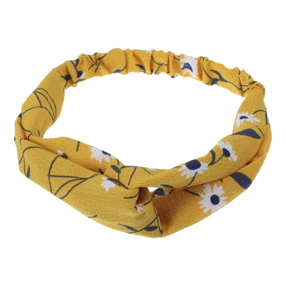 Unique Bargains Fashion Chrysanthemum Cross Elastic Hairband 1 Pc Yellow