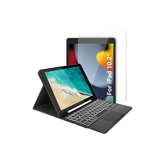 SaharaCase Apple iPad 10.2" (9th Gen 2021) Protection Bundle Keyboard Case with Tempered Glass
