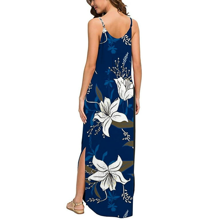 Women's V-Neck Leaf Print Loose Dress Women's V-Neck Leaf Print Loose Dress