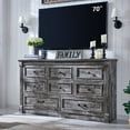 thumbnail image 6 of wow97e Farmhouse 8 Drawers Dresser for Bedroom, 61" Wide Wooden Chest of Drawers w/Roman Column, Storage Dressers for Bedroom, Living Room, Light Grey, 6 of 7
