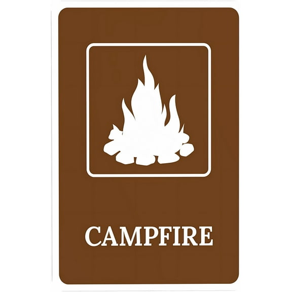 Campfire Graphic Warning Sign 8"x12" - Rules Security Metal Sign, Outdoor Indoor Road Yard Garage Home Business Street Wall Safety Caution Custom Decor