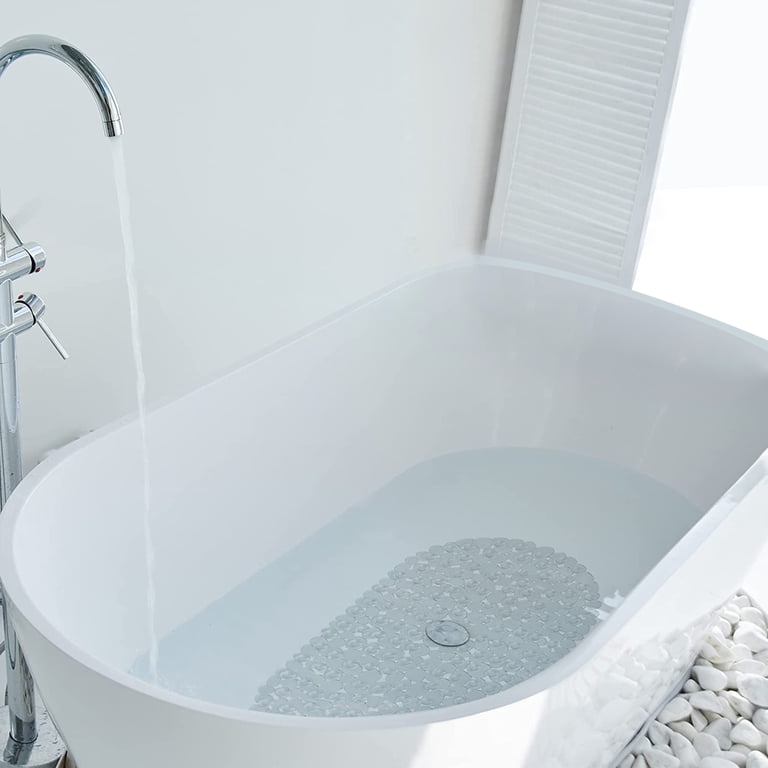 Semfri 27x14 Oval Pebble Bath Mat with Suction Cups, Clear photo 3