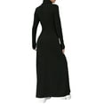 thumbnail image 3 of Women Long Sleeve Maxi Dress Fall Winter Casual Turtle Neck Ribbed Knit Bodycon Going Out Dresses Black L, 3 of 7