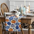thumbnail image 3 of Sm:)e Pumpkins Maple Leaf Blue and White Porcelain Fall Table Runner, Seasonal Kitchen Dining Table Decoration for Home Party Decor 13x72 Inch, 3 of 7