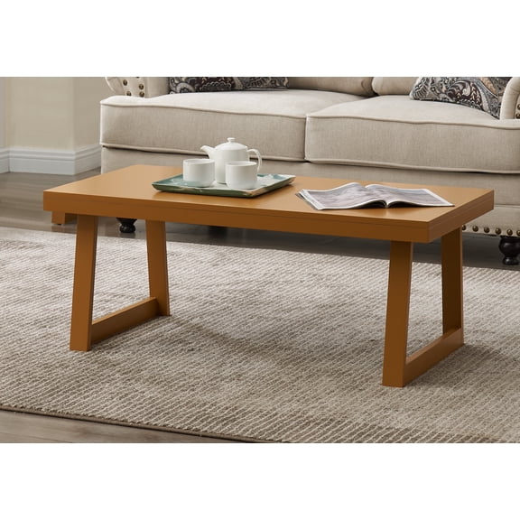 Kings Brand Furniture Charlie Coffee Table for Living Room - Rectangular Wooden Center Table, Open Space Cocktail Tea Table for Large or Small Spaces Apartment Home Office (Honey Mustard)