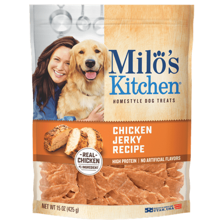 - Milo's Kitchen Chicken Jerky Strips Dog Treats, 15-Ounce Bag