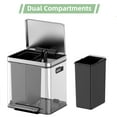 thumbnail image 4 of HELLONE 30 L/8 Gallon Dual Trash Can, Rectangular Waste Basket with Metal Lid & Step Foot Pedal, Double Compartment Classified Garbage Can, Stainless Steel Trash Can with Removable Inner Bucket, 4 of 7