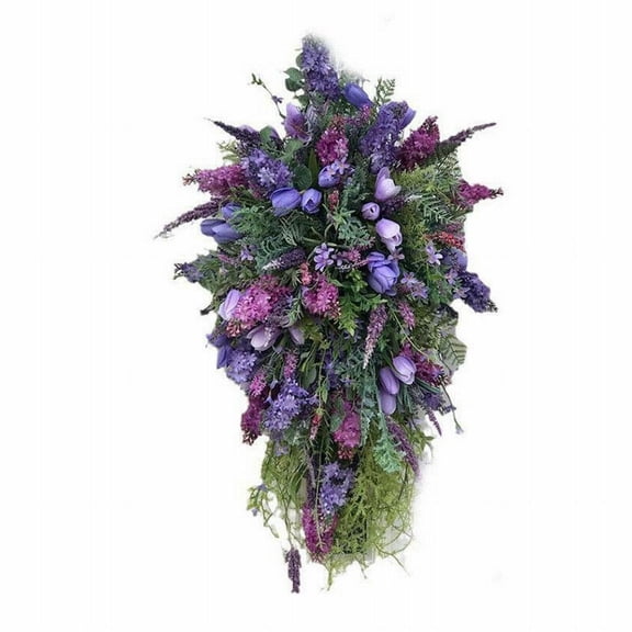 KDJ Purple Tulip Wreath Spring Artificial Flower Garland Front Door Wall Decorations - for Home Decor