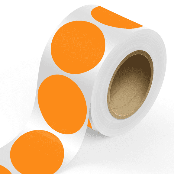 JAM Paper Standard Round Label Rolls, Circular, 5 Inch, Neon Orange, 125 Labels/Roll
