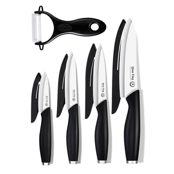 Plys Ceramic Knife Sets with Covers for Kitchen Sharp Blade 9 Piece Ceramic Knives Set with Peeler