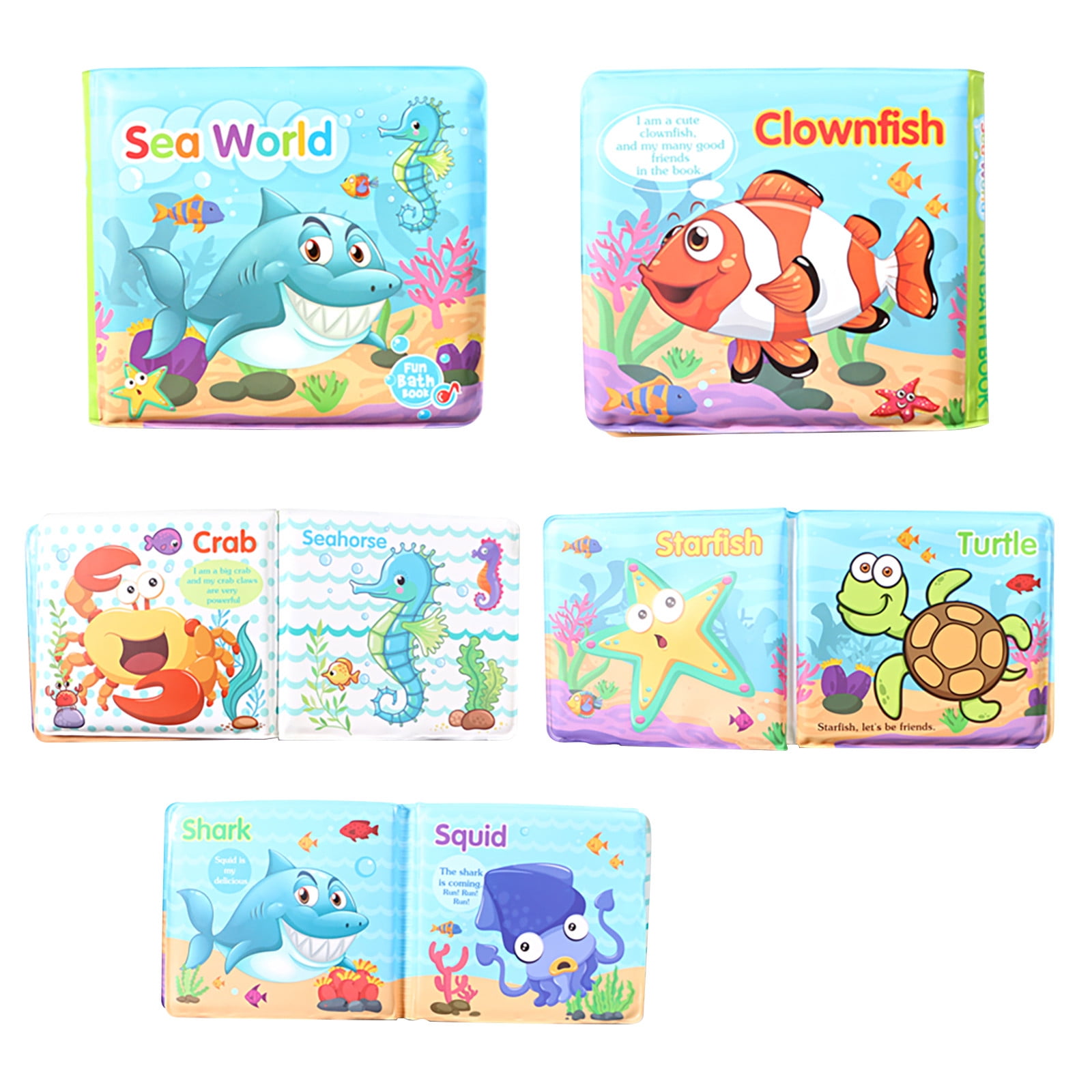 Soft Baby Bath Book Educational Waterproof Plastic Coated Fun Toy Gift 