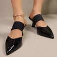 thumbnail image 5 of Xfvqtps Womens Pointed Toe Mule Sandals Patent Leather Kitten Heel Slide Dressy Casual Office Heeled Shoes for Women, 5 of 9