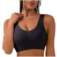 thumbnail image 2 of DDAPJ pyju Stretch Sports Bras for Women U Back Wireless Medium Impact Padded Yoga Workout Bra Seamless Push Up Bras Lightning Sales Black L, 2 of 4