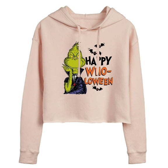 The Grinch - Grinch Happy Wholoween - Juniors Cropped Pullover Hoodie
