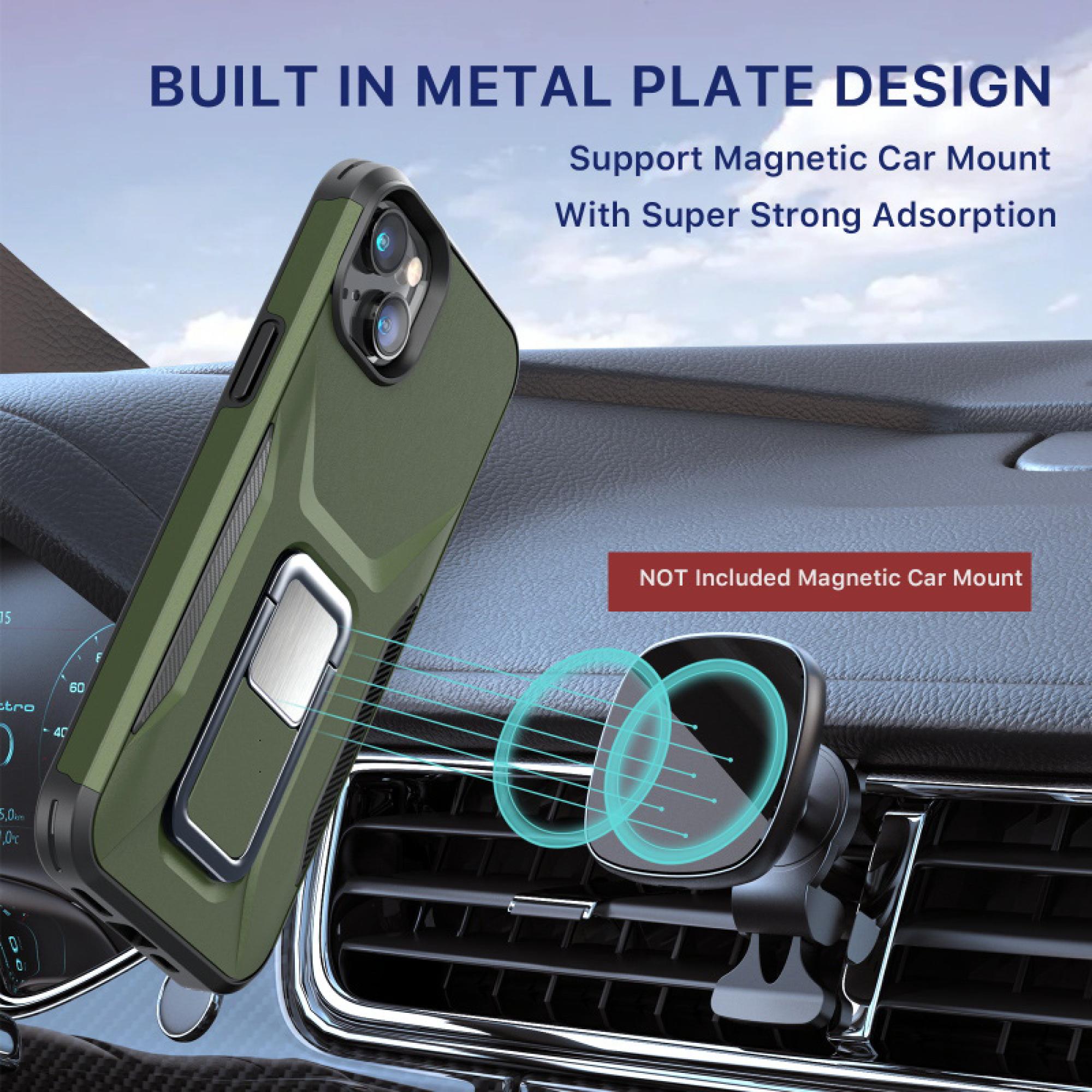 Heavy-Duty Phone Case with Kickstand for iPhone 16e/14/13 – Antimicrobial Shock-Absorbing Rugged Cover with Built-In Stand & Enhanced Grip