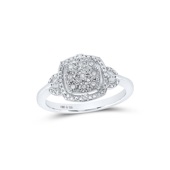 Sterling Silver Womens Round Diamond Cluster Ring 1/12 Cttw