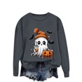 thumbnail image 3 of VKOYWKM Women's Halloween Graphic Sweatshirt Oversized Ghost Graphic Sweatshirts Crew Neck Pullover Long Sleeve Fall Party Tops Halloween Sweatshirts, 3 of 6