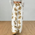 thumbnail image 4 of Women Cute Fuzzy Teddy Bear Pants Plush Fleece Elastic Waist Wide Leg Pajama Pant Drawstring Baggy Loungewear with Pockets, 4 of 5