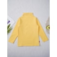 thumbnail image 4 of renvena Boys Girls Turtleneck Tshirt Cotton Long Sleeve Shirt Solid Color Warm Tee Tops Size 1-8 Yellow 2-3, 4 of 7
