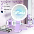 thumbnail image 4 of MIYADIVA Magnifying Mirror with Light, Double Sided 30X/1X Lighted Travel Makeup Mirror with Magnification, 3 Color Lighting, Dimmable Touch Screen, Adjustable & Foldable Hand Mirror (White), 4 of 10