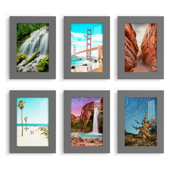 Wexford Home Modern 5" x 7" Grey Picture Frame (Set of 6)