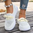 thumbnail image 4 of Zapatillas planas transpirables de malla tejida para mujer, zapatos casuales antideslizantes de moda para caminar, mocasines cómodos de suela suave sin cordones, zapatillas de tenis, 4 of 4