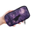 thumbnail image 2 of SEANATIVE Dual Compartment Eyeglasses Case Zipper Sunglasses Pouch Shockproof Lightweight Travel Eyewear Organizer Portable Glasses Pouch for Work Vacation Trips, Cat Moon Galaxy Print Violet, 2 of 7