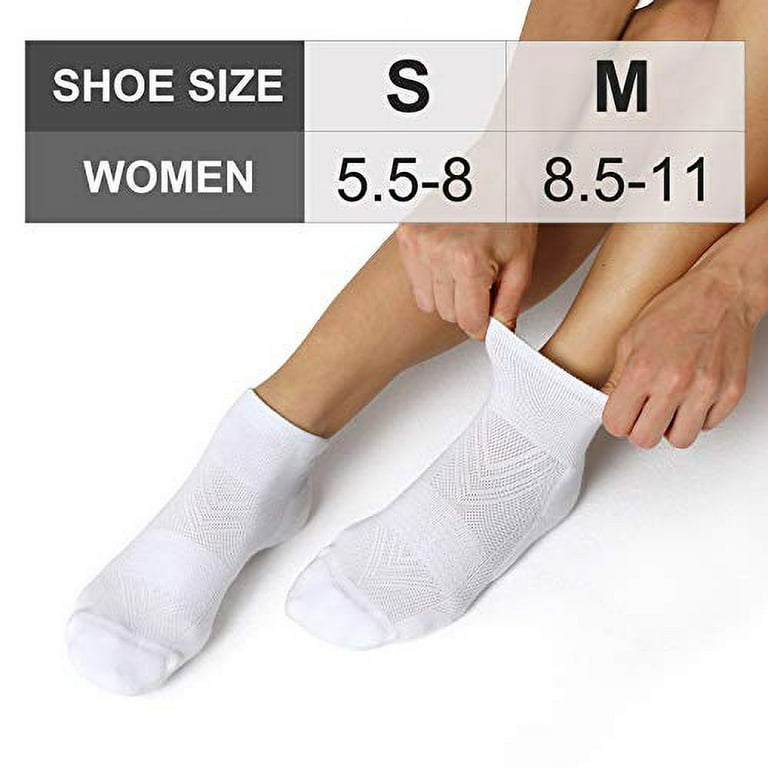 CelerSport 6 Pack Women's Ankle Socks with Cushion, Sport Athletic Running  Socks, 6 Pair White, Medium