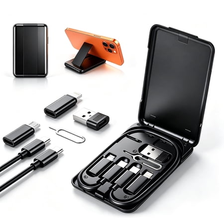 Atzeste Cable Organizer Case, Portable Data Cable Storage Box with Multi Charging Adapters, Travel Tech Organizer for USB-C, USB Cables & Accessories