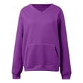 thumbnail image 4 of Bibifish Women's V Neck Sweatshirt Soft Long Sleeve Casual Tops For Daily Wear And Sports Comfy Loose Fit Fall Spring Pullover Tops With Pockets, 4 of 5