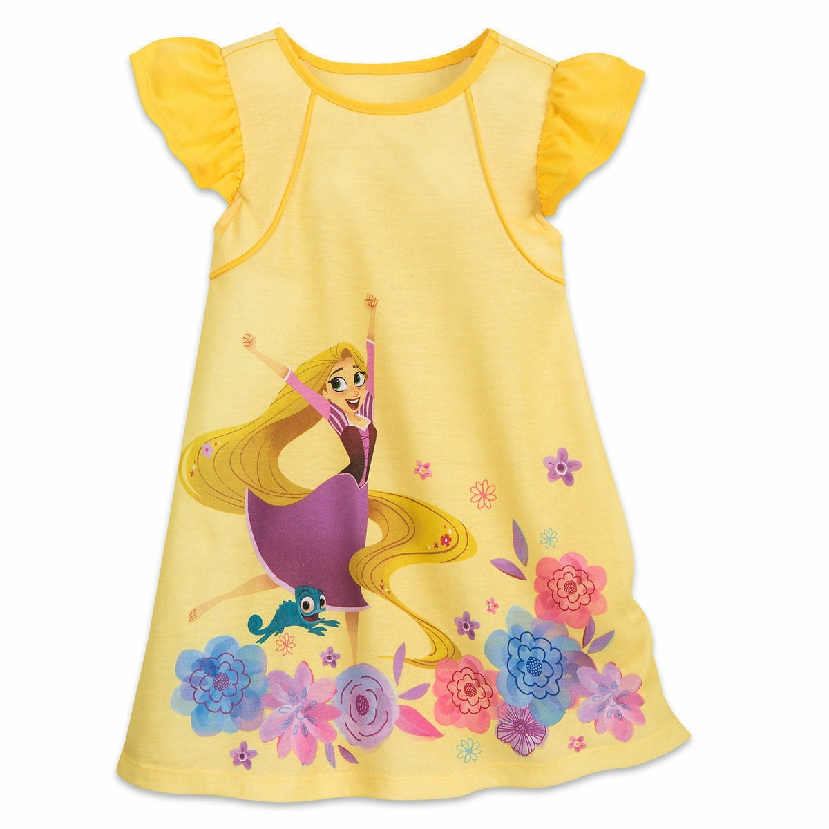 Disney Store Princess Ariel Rapunzel Short Sleeve NIGHTSHIRT Nightgown Girl Pink 
