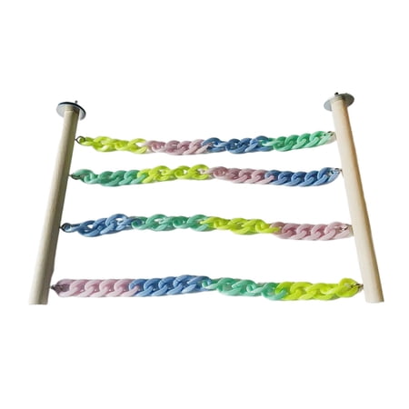 EHJRE Sugar Glider Climbing Rope Swing Wooden Hanging Toys Colorful Chains Cage Accessories Chewing Proof Secure Mount Suitable for Small Animals Parrots