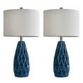 thumbnail image 6 of Oneach Modern Ceramic Table Lamp 24.75" Set of 2 Contemporary Blue Geometric Nightstand Lamps for Bedroom Living room, 6 of 14