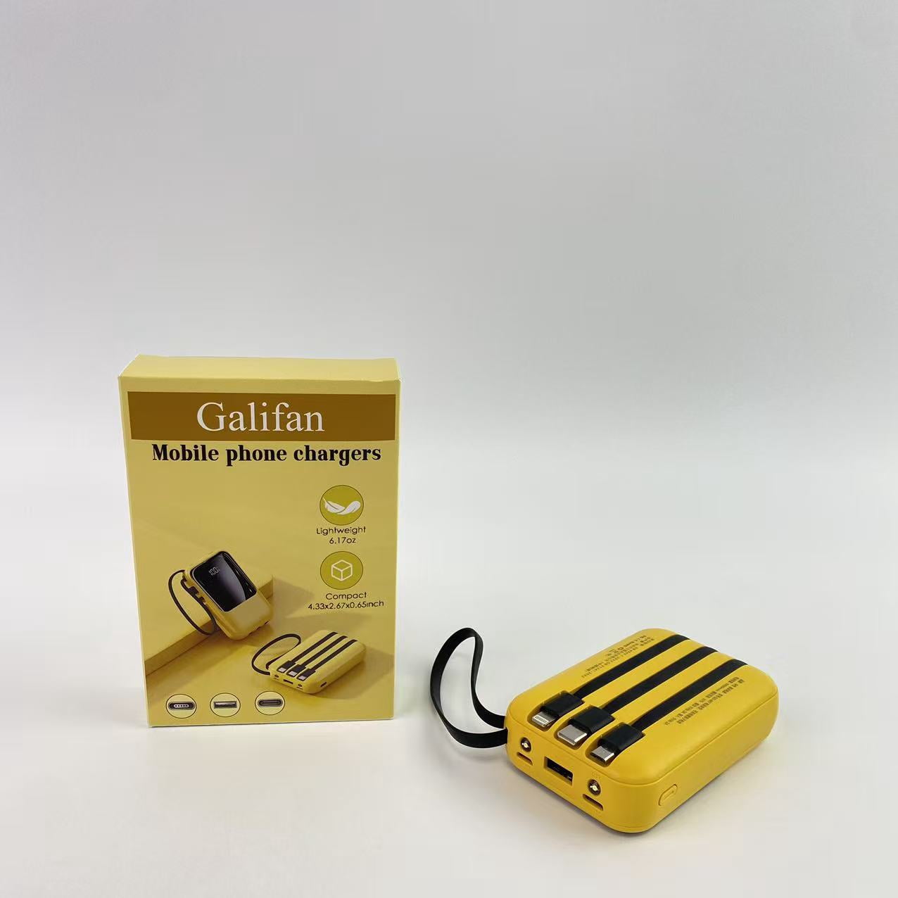 Galifan Mobile phone chargers,Portable Charger with Built in Fast Charging Cables