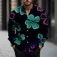 thumbnail image 2 of Kaemgyyd St Patrick's Day Men's Shirt Fashion Green Printed Long Sleeves Button down Tops Spring Fall Fashion Clothes, 2 of 3