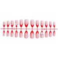 thumbnail image 4 of Punta francesa Press On Nails de color rojo almendra con lazo y perla, 4 of 6