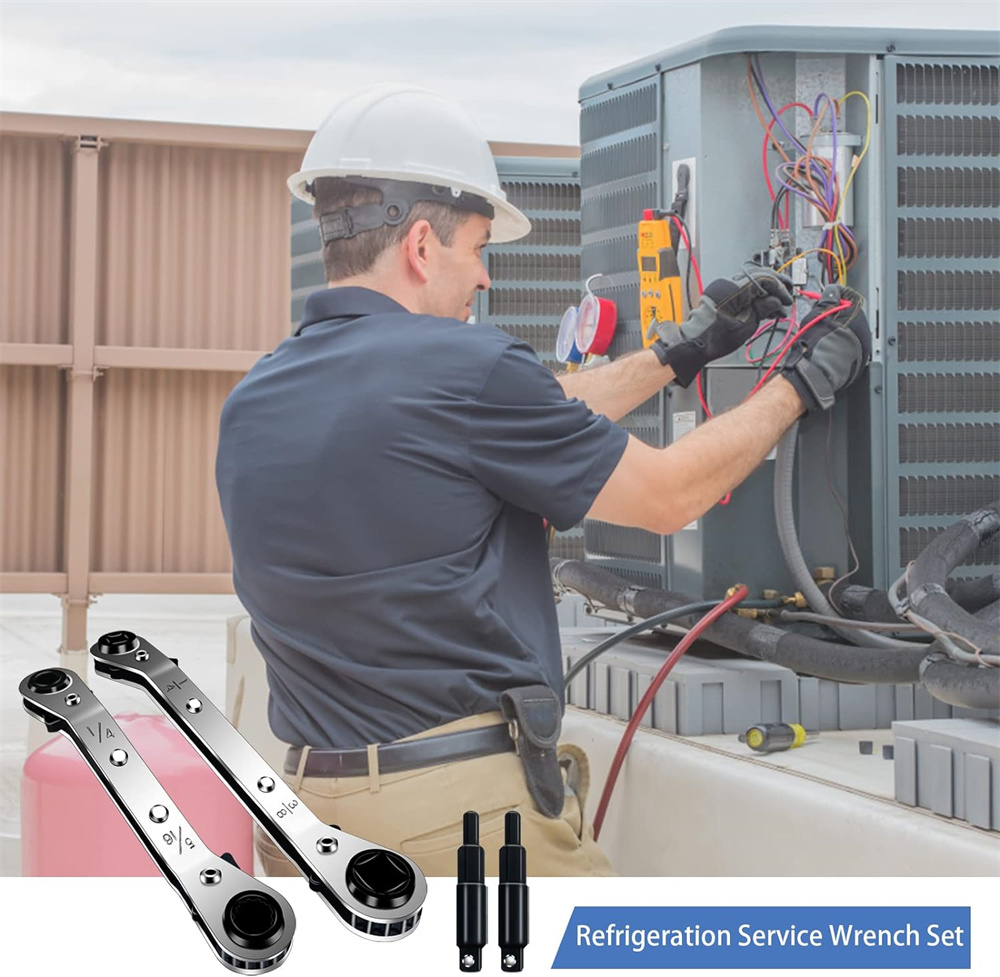 HVAC Service‑Schlüssel‑Set – 3/8“ Auf 1/4“, 5/16“ X 1/4“ Ratschenschlüssel Mit Adaptern Für Klimaanlagen‑Reparatur