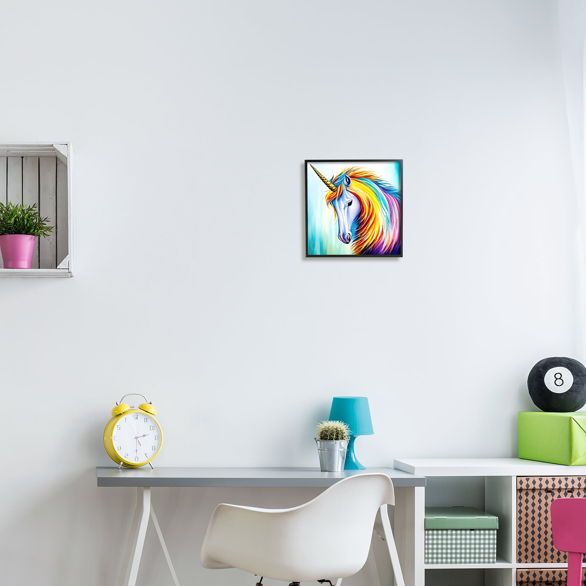 Stupell Rainbow Unicorn Fantasy Portrait Fairy Tales & Fantasy Painting Black Framed Art Print Wall Art