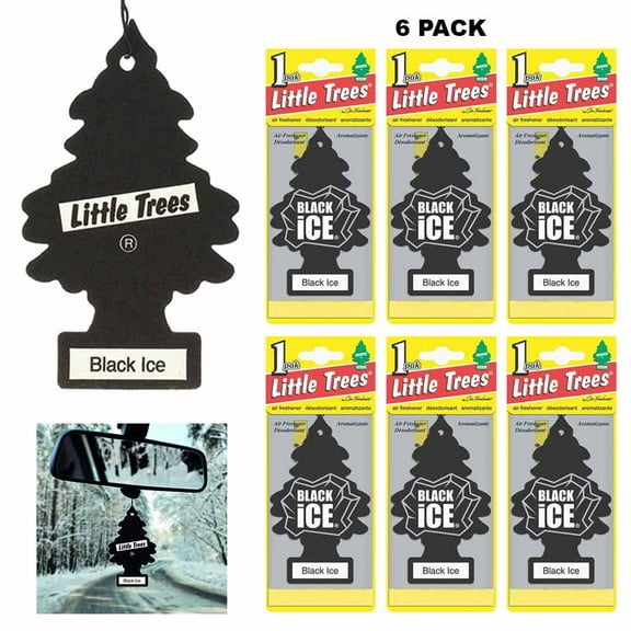6 LITTLE TREES Car Air Freshener Hanging Long Lasting Scent Auto Home Black Ice