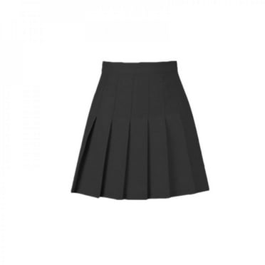 FOCUSNORM Women Pleated Skirt High Waist Faux Leather Short Mini Skirt ...