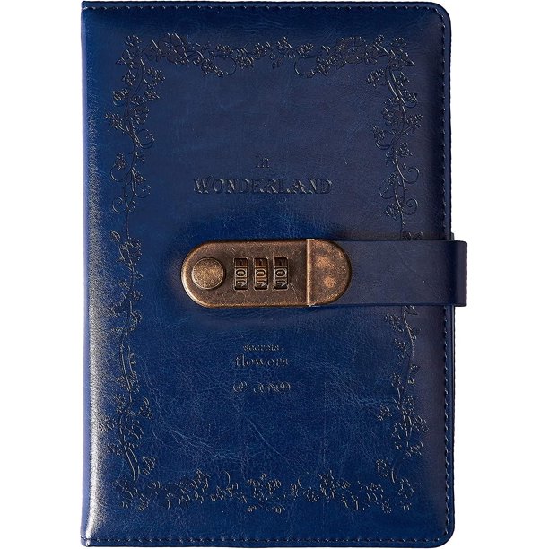 Diario vintage de piel sintética con cerradura de combinación (patrón floral), cuaderno con contraseña secreta A5, diario con bloqueo digital, cuaderno de notas, cuaderno de bocetos