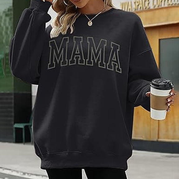 New Women's Printed Round Neck Pullover Street Long Sleeve Pullover Hoodie