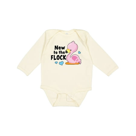 

Inktastic New to the Flock Cute Baby Flamingo Boys or Girls Long Sleeve Baby Bodysuit