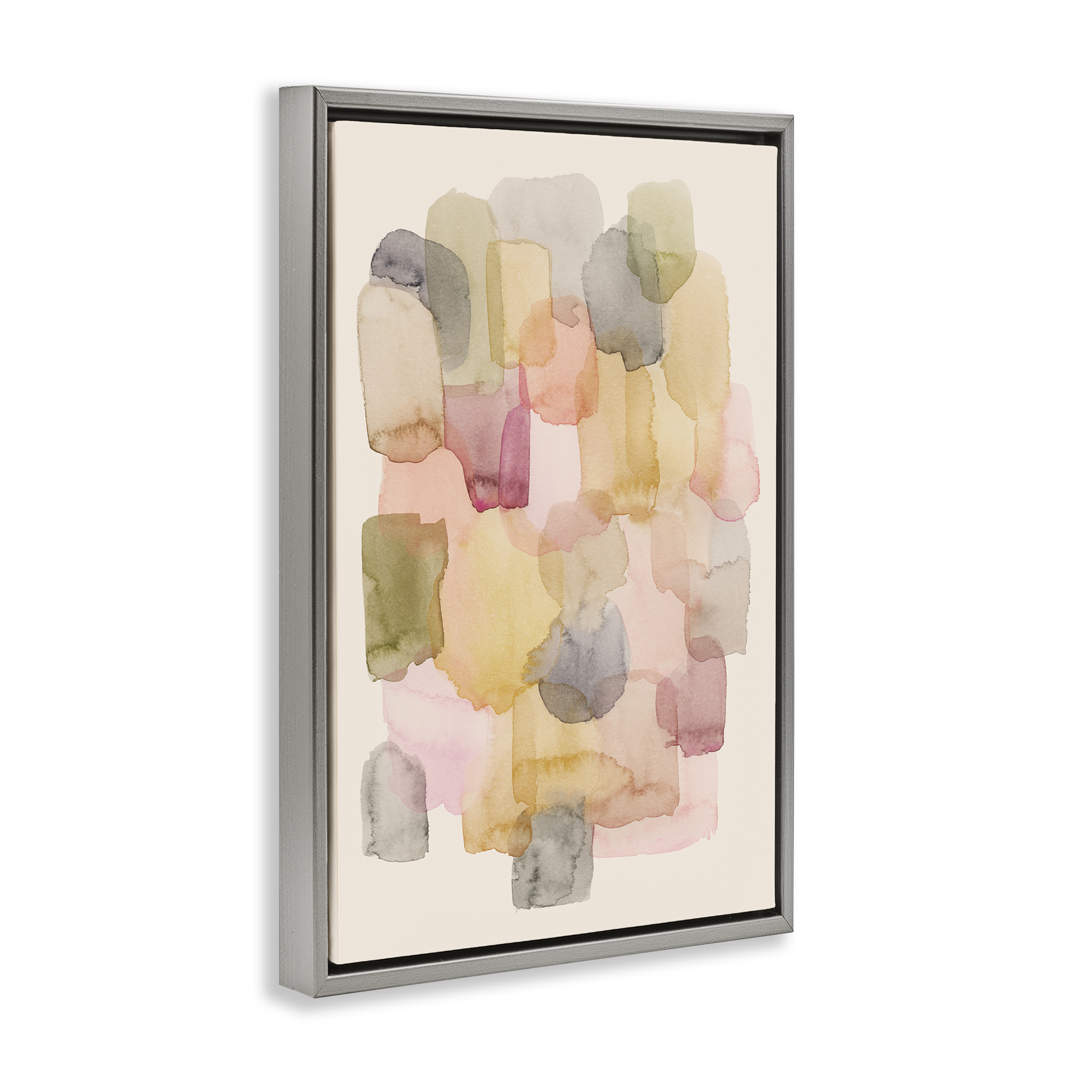Stupell Industries Various Paint Blobs Abstract Painting Gray Floater Framed Canvas Art Print Wall Art, 21 x 31