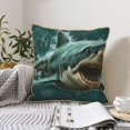 thumbnail image 6 of Fotbe Abstract Geometric Shark Pattern Velvet Decorative Throw Pillow Covers with Elegant Piping, Soft Plush Cushion Cover for Sofa, Bed, Car, Office-18"x18", 6 of 8
