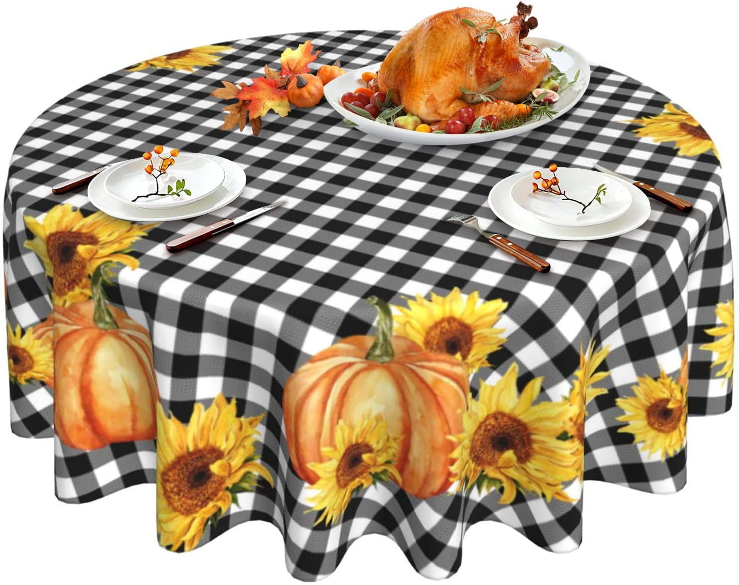 KOHL'S NWT $70 HARVEST PLAID Thanksgiving tablecloth oblong 60 X102 6  napkins