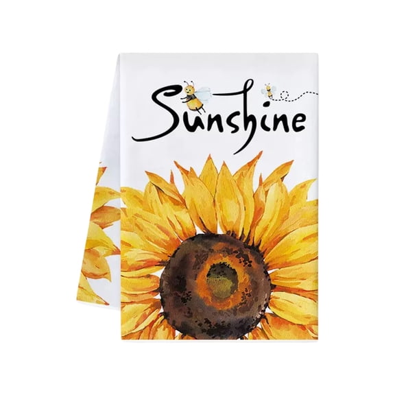Sunflower Kitchen Towels, Decorative Plaid Hand Towels for Cottage Core Kitchen, Absorbent Dish Cloth Tea Towel, Sunflower Gifts for Women Mom, 24x14 Inch,
