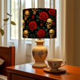thumbnail image 6 of Vintage Linen Drum Lampshades Gold Skull Red Rose Floral Dark 13"x13"x10" Light Shade for Table Lamps Floor Lamp Shades Lampshade Replacement Assembly Required Moody Burgundy Decor, 6 of 8