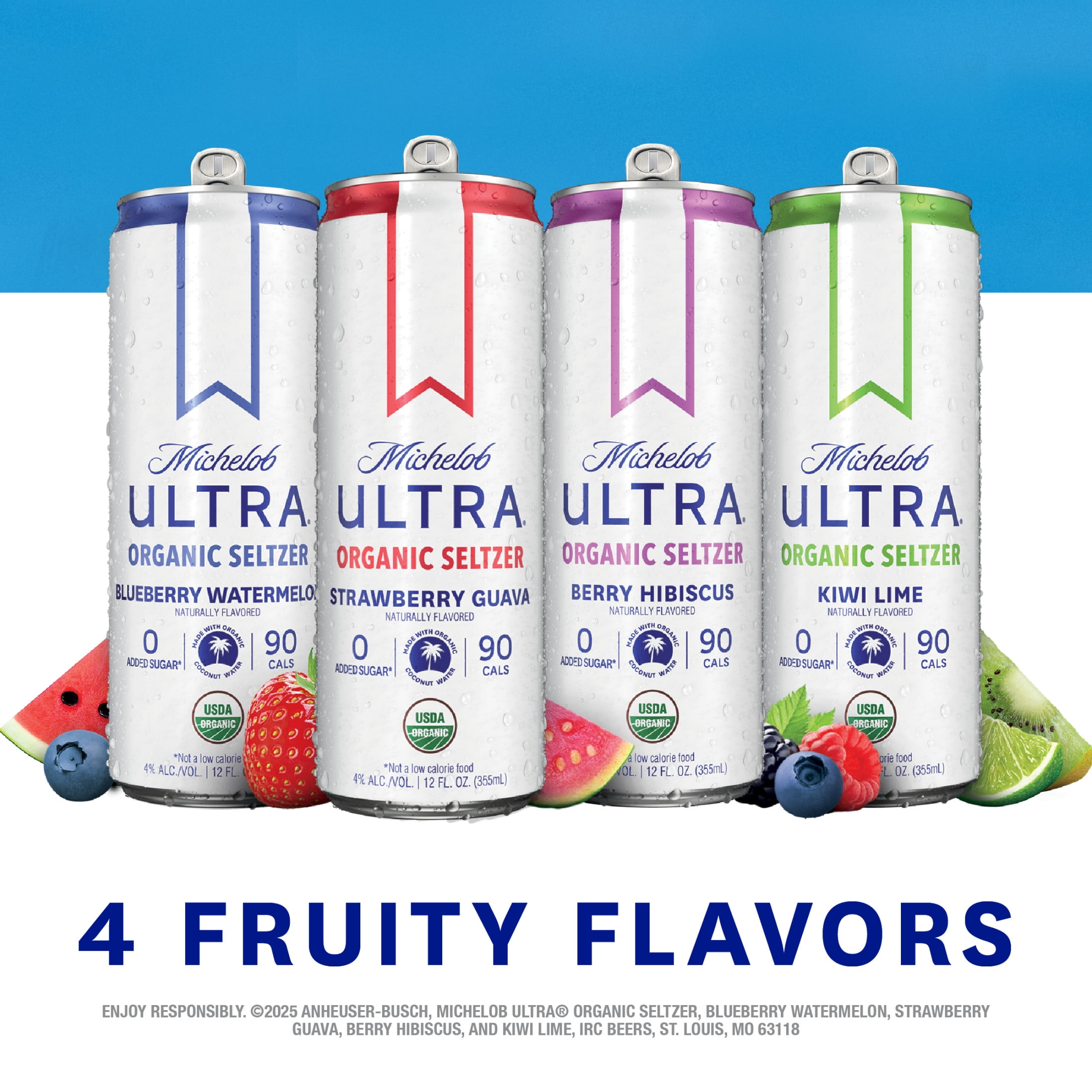 Michelob ULTRA Organic Hard Seltzer Coconut Water Variety pack, 12 pack, 12 fl oz Aluminum Cans, 4% ABV